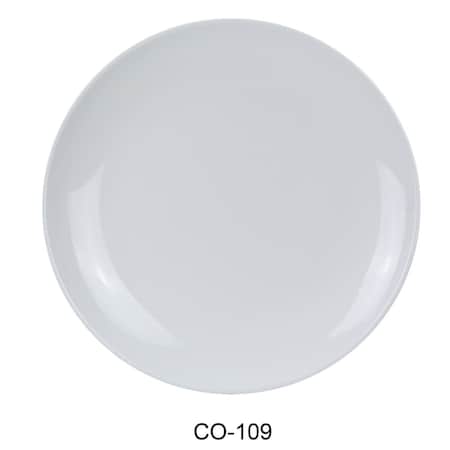 Yanco 9 in. Coupe Pattern Round Plate - Melamine, White, 24PK CO-109
